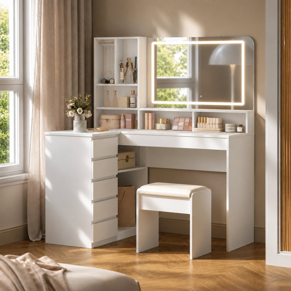 Me-Time Corner Dressing Table in White | Eleva regenerated |01