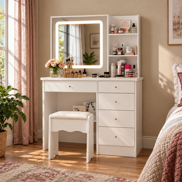 Soft Glow Compact Vanity with Stool | Eleva regenerated |01