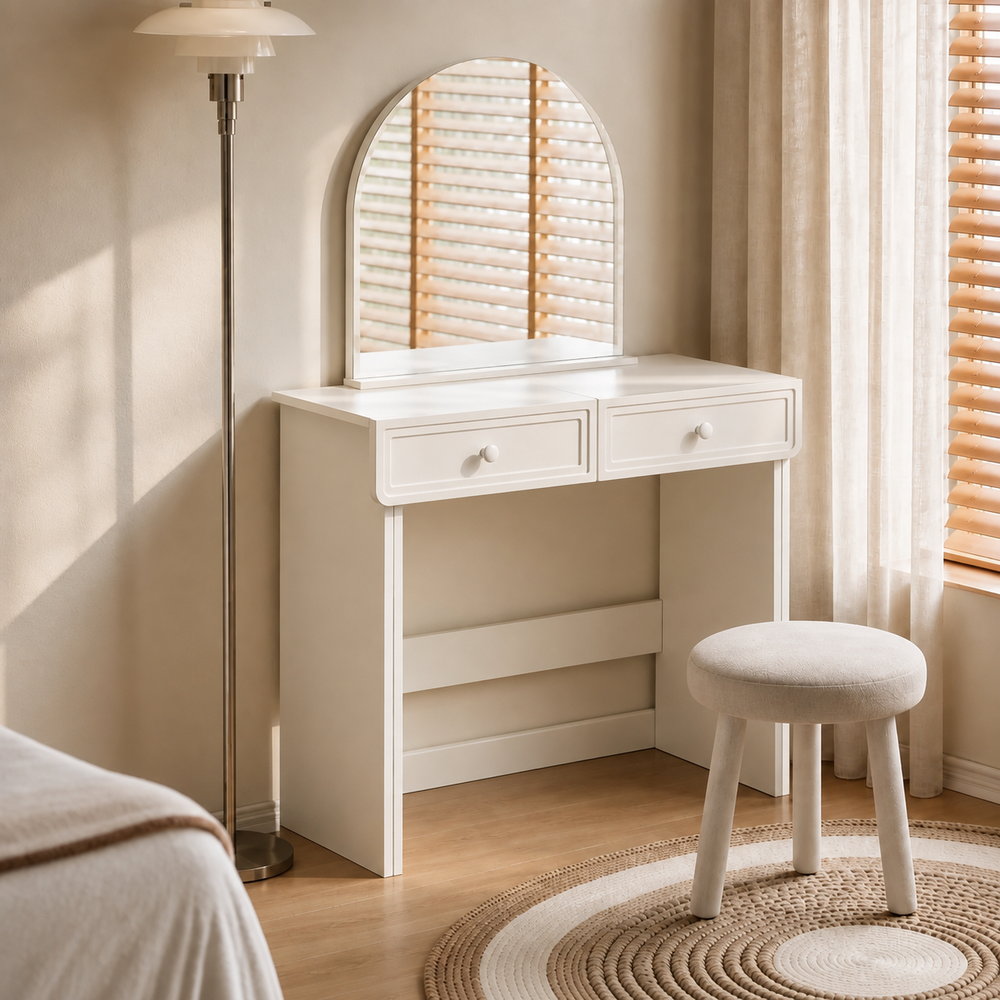 Moonlit Arch Dressing Table in Cream White | Eleva regenerated |01