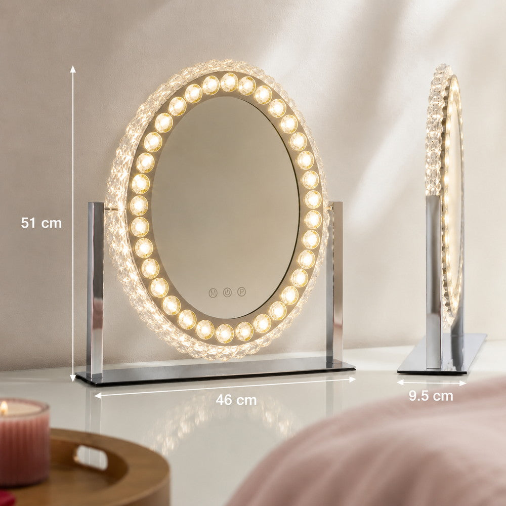 Bejewelled Oval Makeup Mirror | Eleva regenerated |02