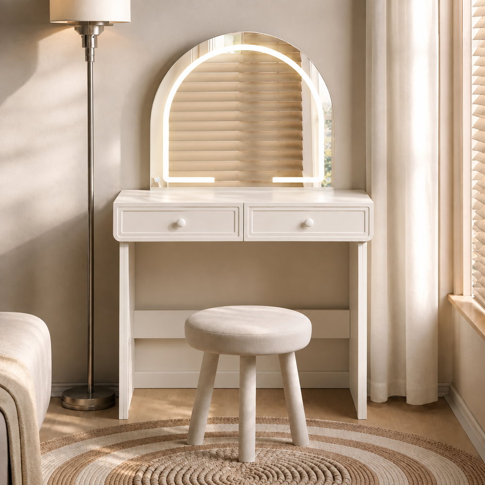 Moonlit Arch Dressing Table in Cream White | Eleva regenerated |02