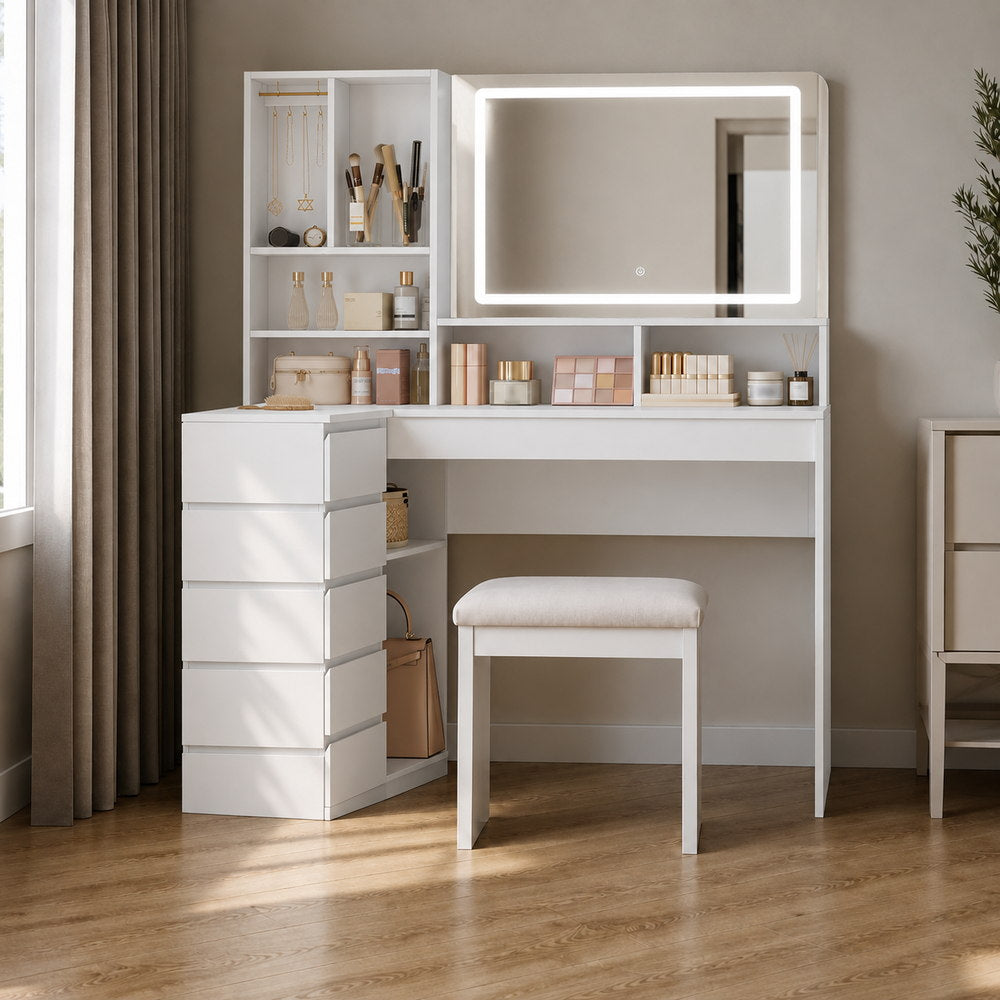 Hideaway L-Shaped Corner Dressing Table | Eleva regenerated |02