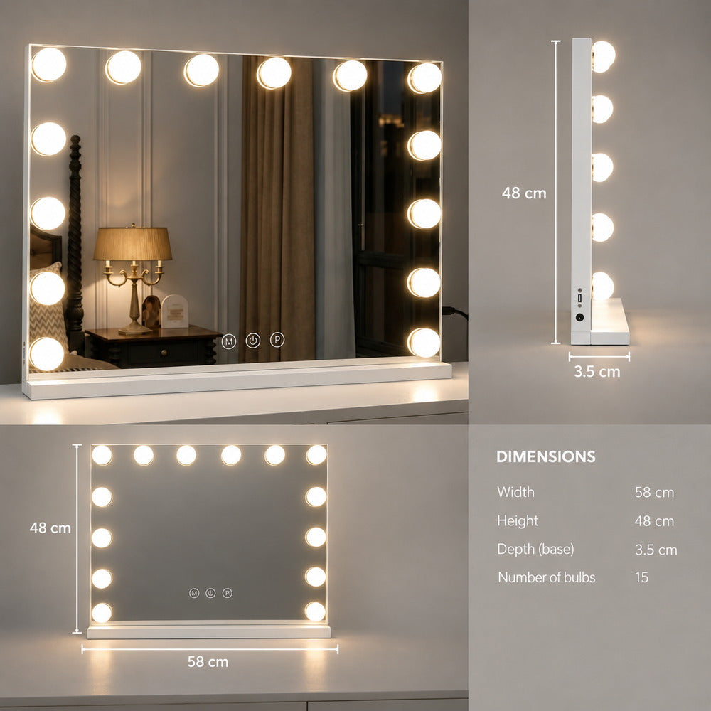 Showtime Hollywood Mirror with 15 Bulbs | Eleva regenerated |02
