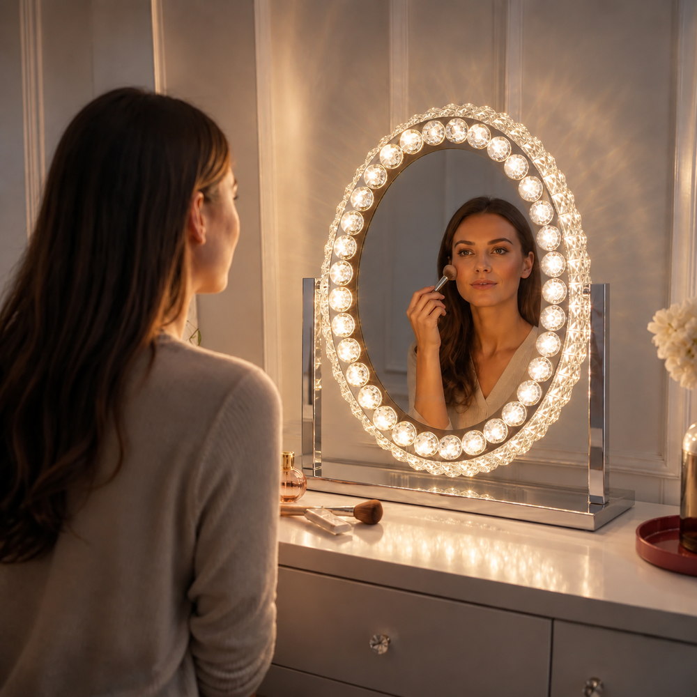 Tiara Oval Crystal Vanity Mirror | Eleva regenerated |02