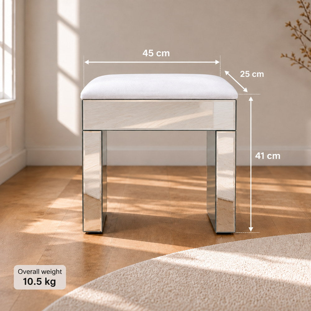Shimmer & Shine Mirrored Vanity Stool | Eleva regenerated |03