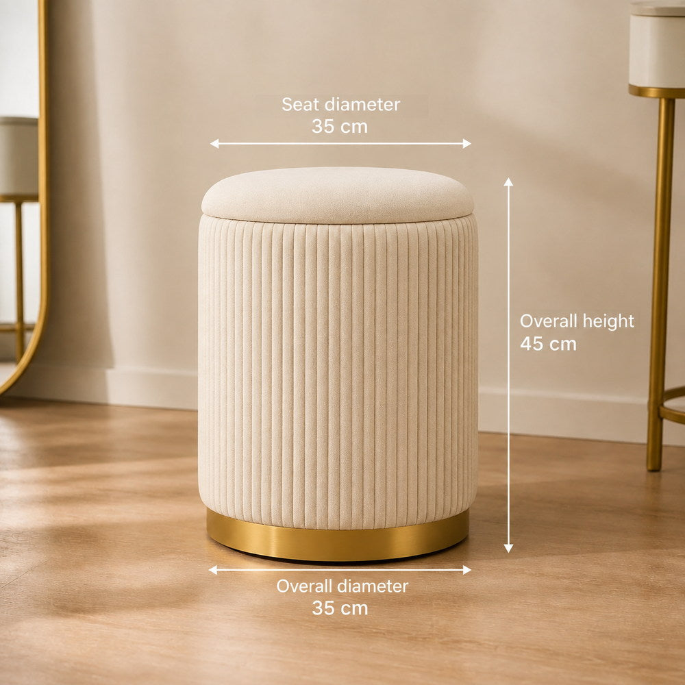 Better Together Velvet Storage Stools in Beige | Eleva regenerated |03
