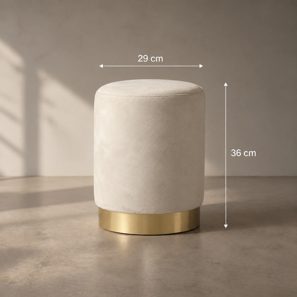 Petite Marshmallow Velvet Pouffe in Cream | Eleva regenerated |03