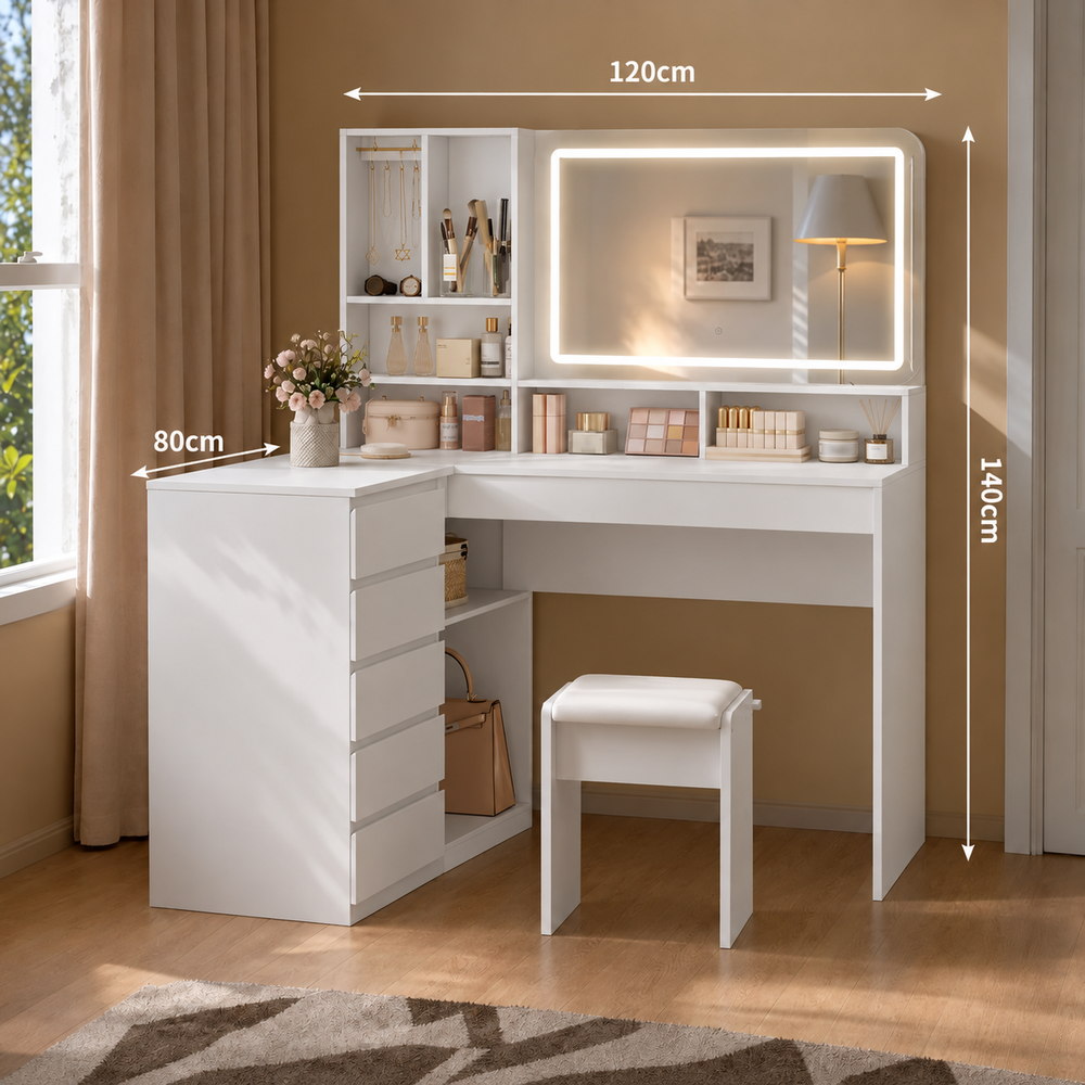 Me-Time Corner Dressing Table in White | Eleva regenerated |04