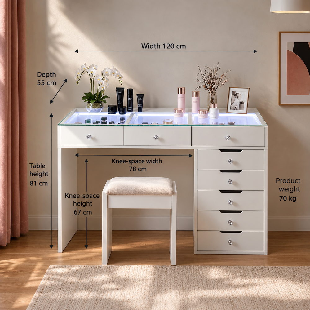 Evening Glow Dressing Table with 8 Drawers | Eleva regenerated |04