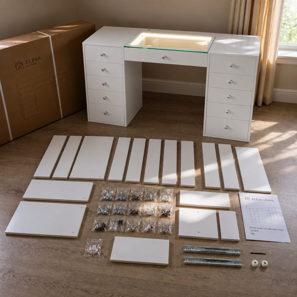Lit From Within Glass Top Dressing Table | Eleva regenerated |04