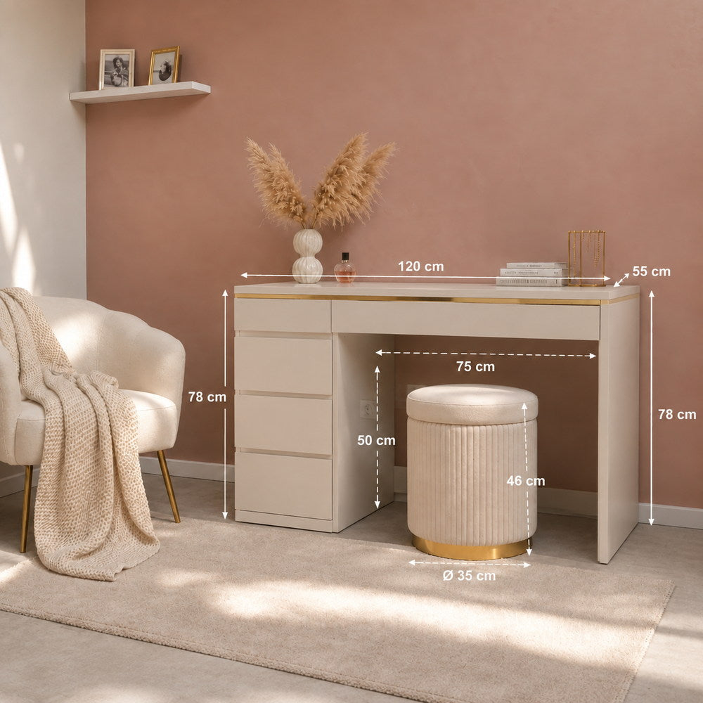Gold Ribbon Dressing Table in Cashmere | Eleva regenerated |04