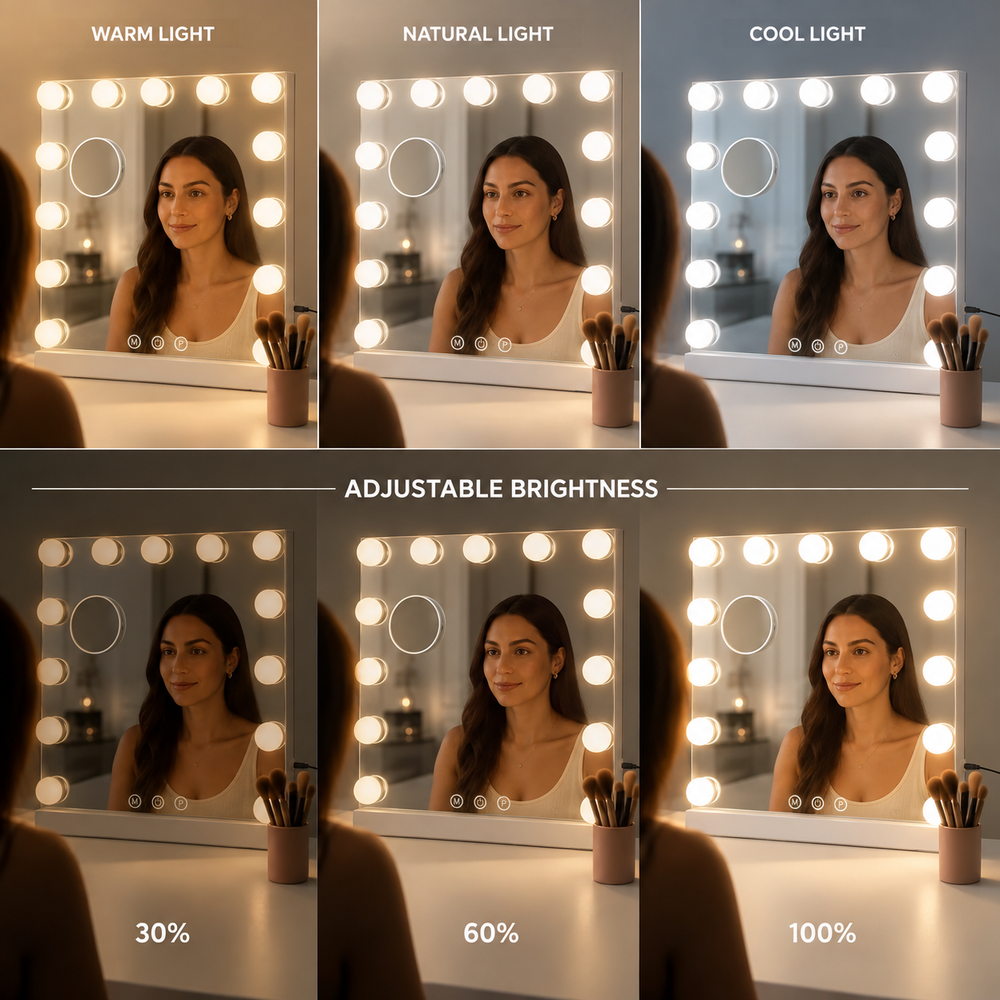 Twinkle Hollywood Mirror in White | Eleva regenerated |04