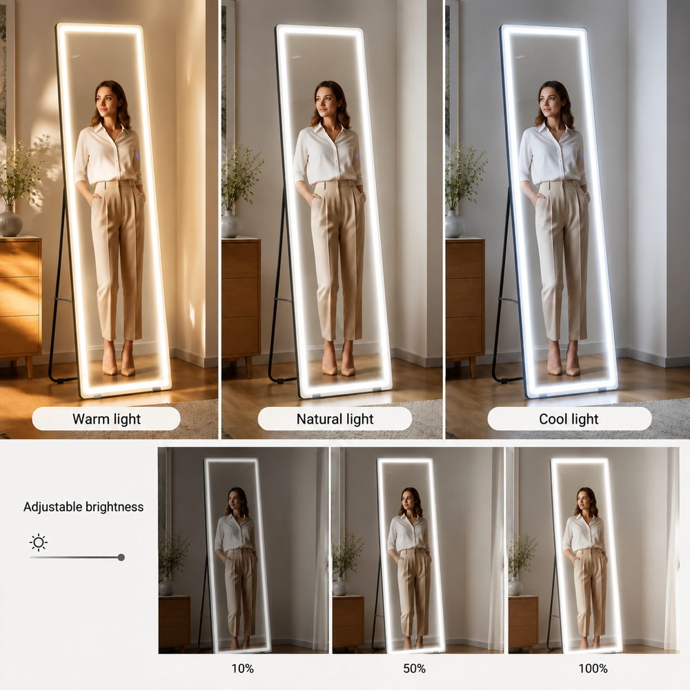 Outfit-Check Light-Up Floor Mirror | Eleva regenerated |04