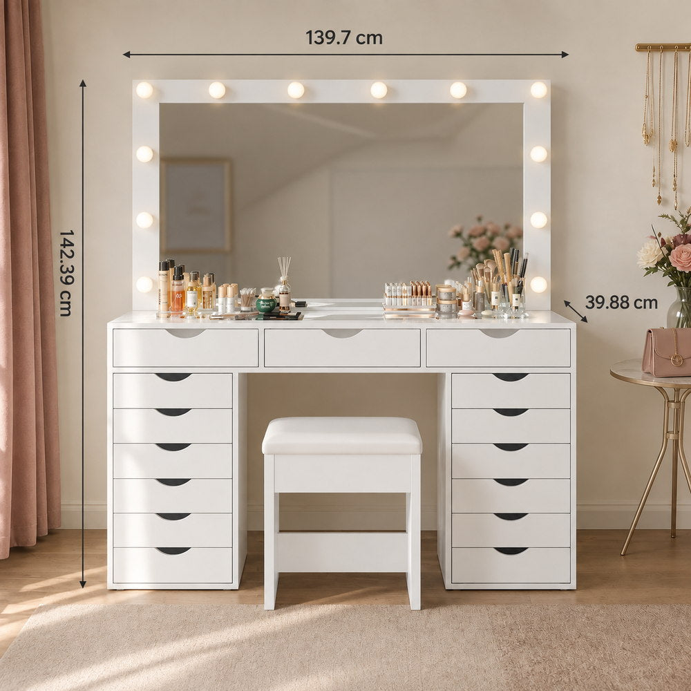Plenty of Pretty Dressing Table Set in White | Eleva regenerated |04