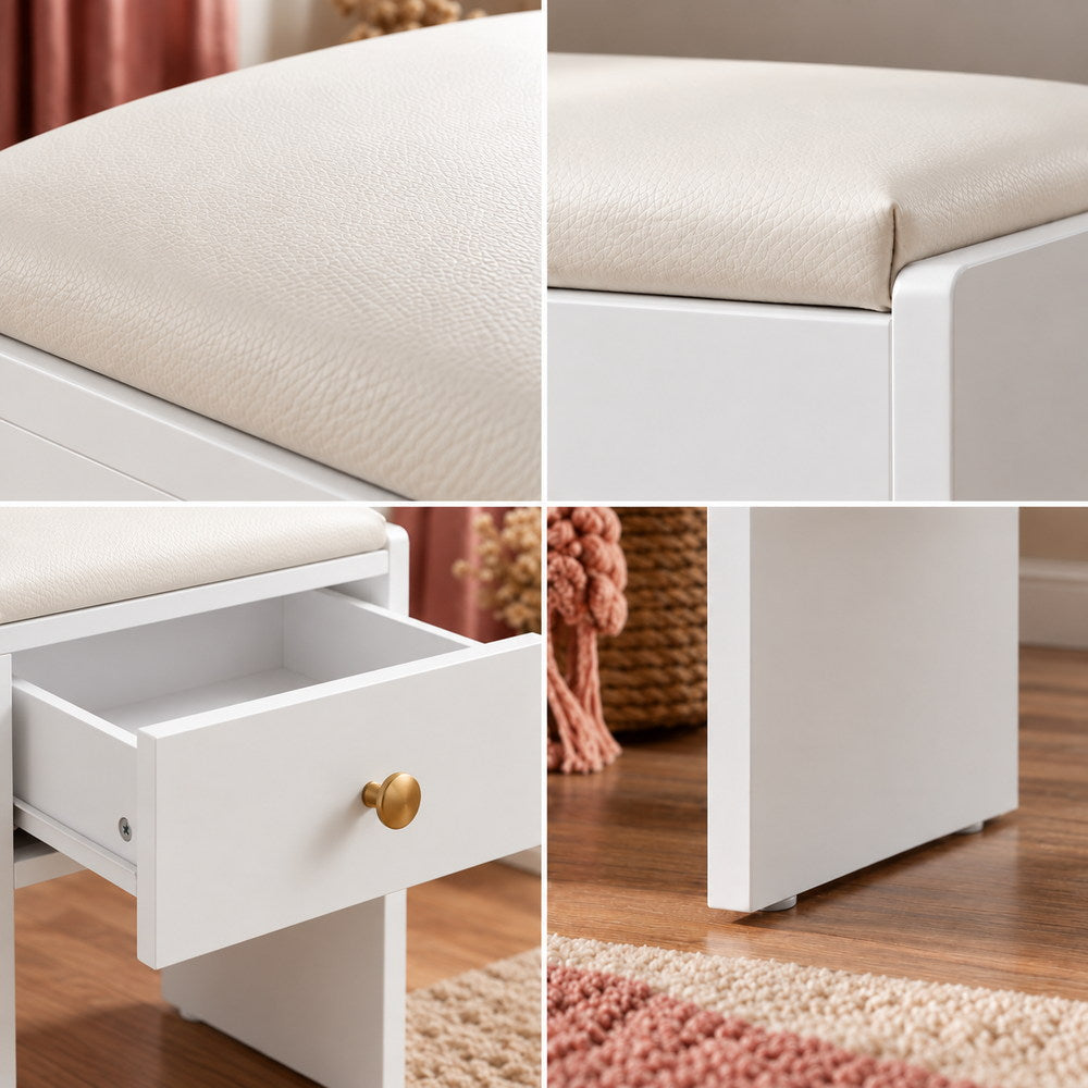 Secret Keeper Vanity Stool with Drawer | Eleva regenerated |05