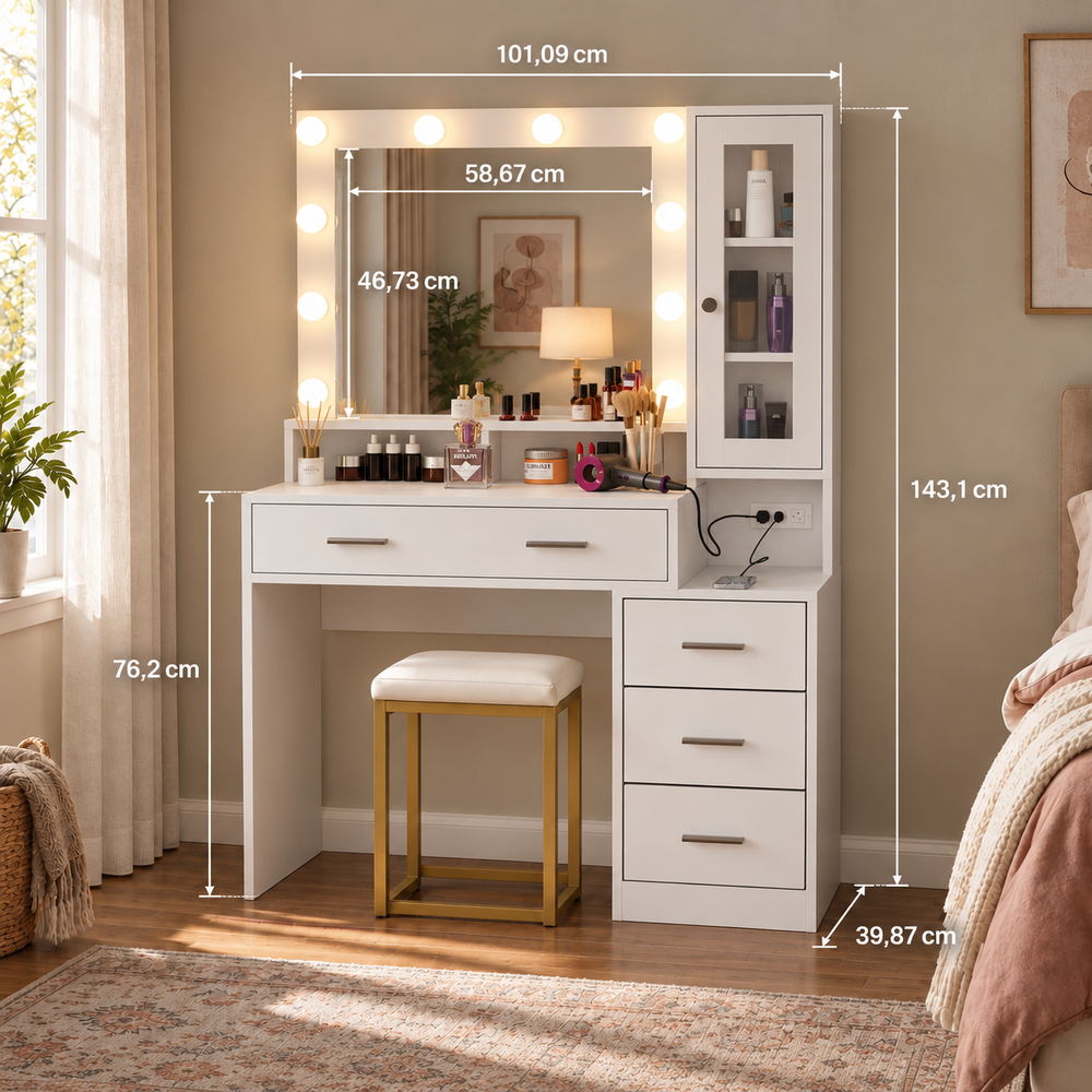 Starlit Hollywood Vanity in White | Eleva regenerated |05