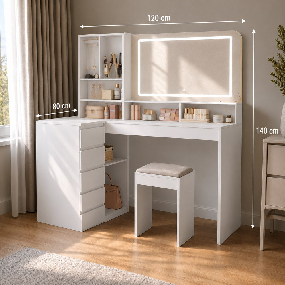Hideaway L-Shaped Corner Dressing Table | Eleva regenerated |05