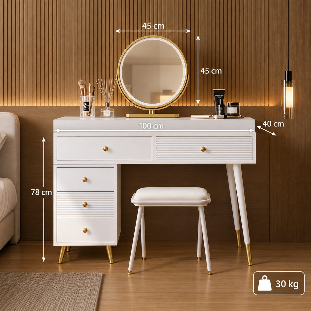 Date Night White & Gold Dressing Table | Eleva regenerated |05