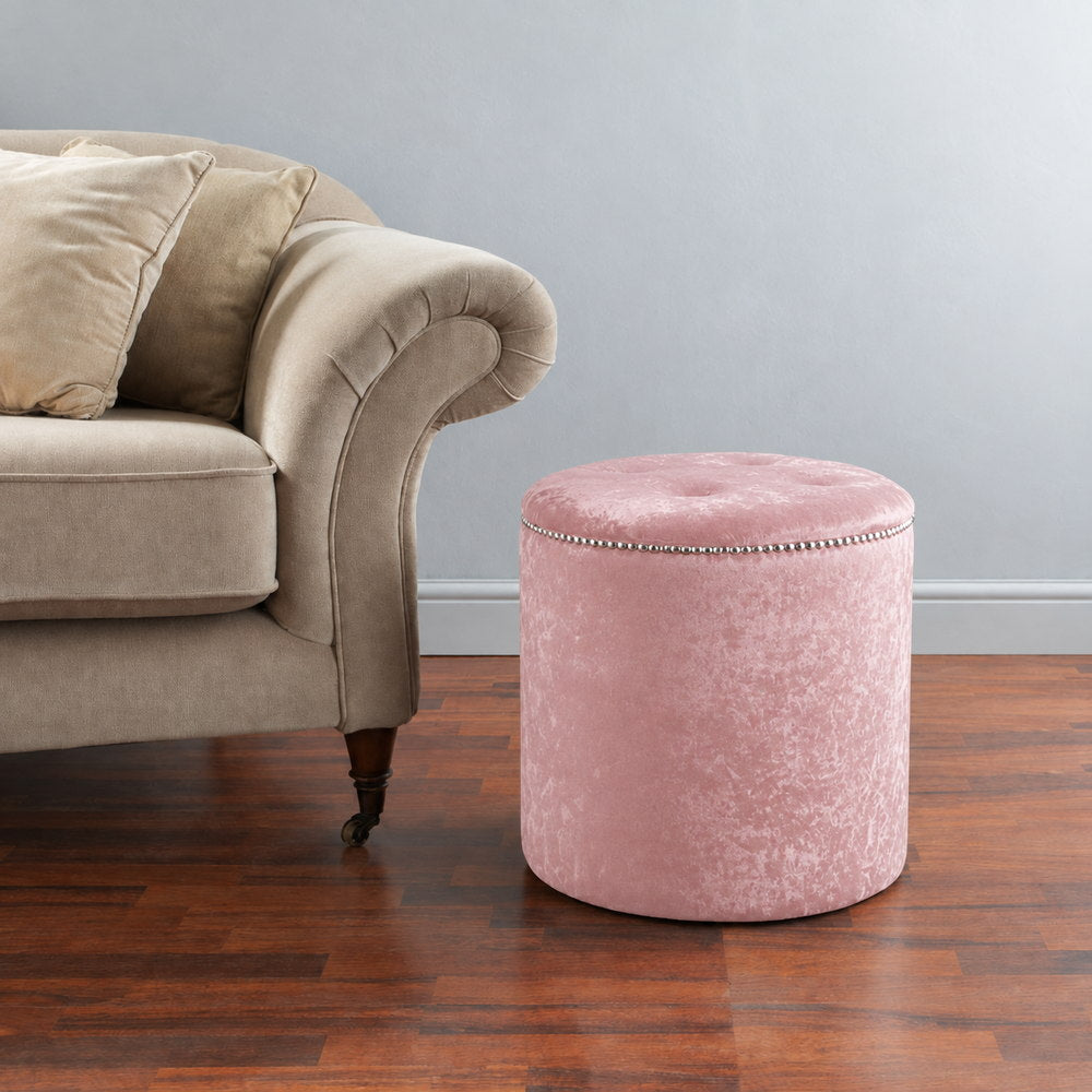 Blushing Bloom Tufted Velvet Pouffe in Pink | Eleva regenerated |05