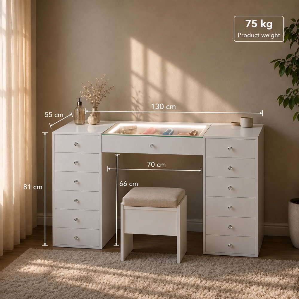 Lit From Within Glass Top Dressing Table | Eleva regenerated |05