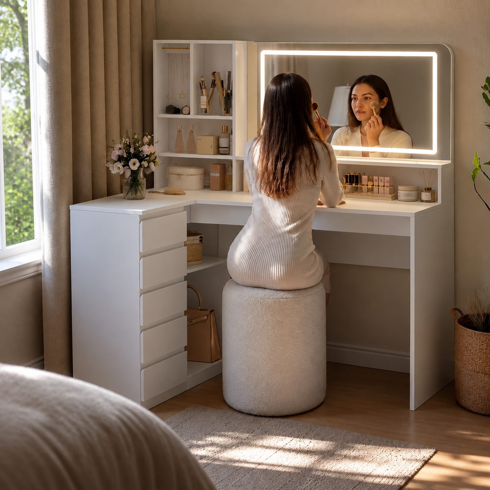 Me-Time Corner Dressing Table in White | Eleva regenerated |05