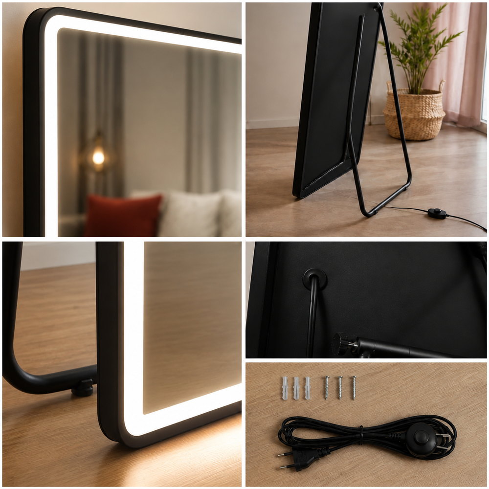 Head-to-Toe Glow Full Length Mirror in Black | Eleva regenerated |05