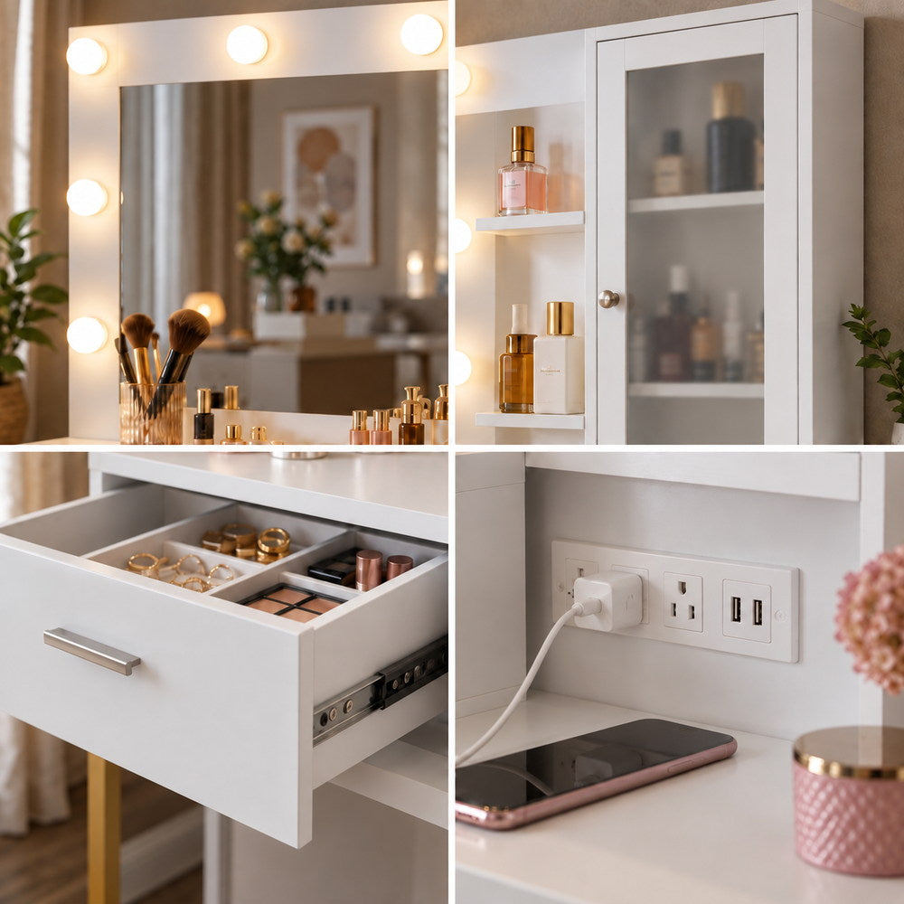 Starlit Hollywood Vanity in White | Eleva regenerated |06