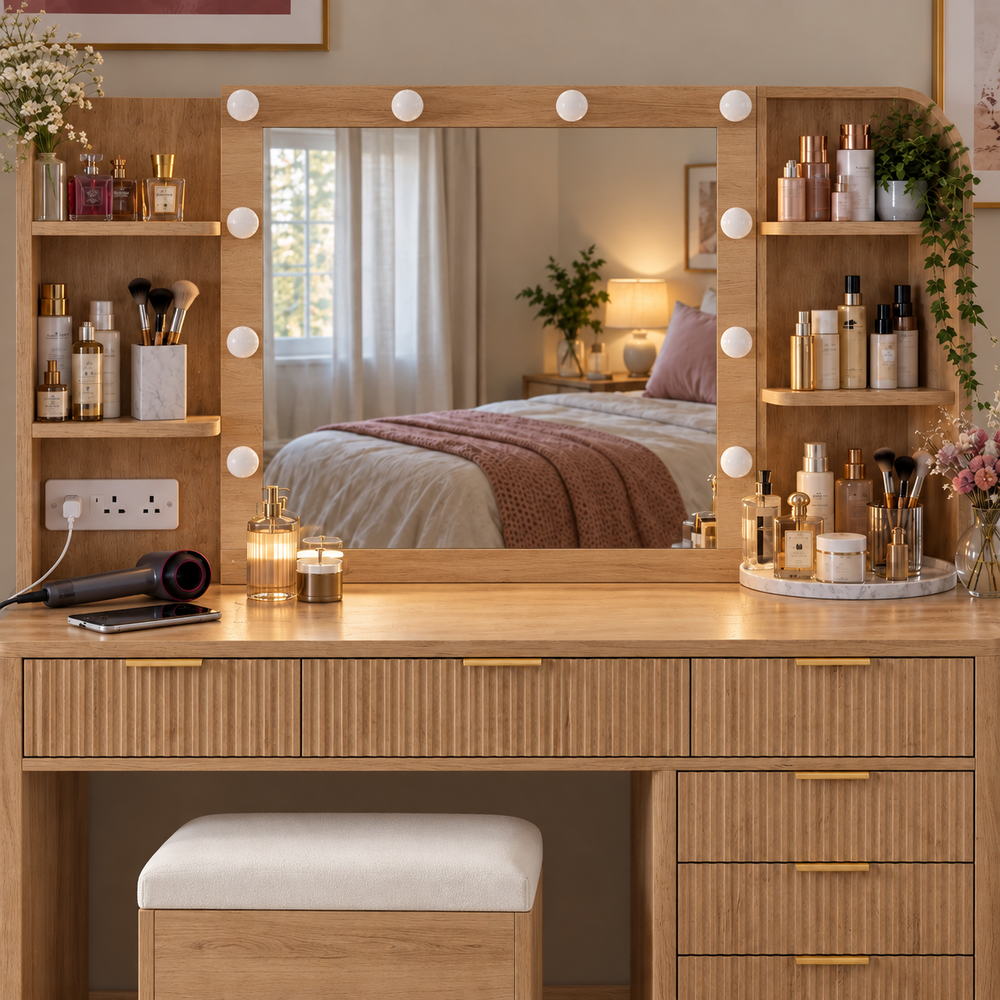 Natural Beauty Fluted Oak Vanity Set | Eleva regenerated |06