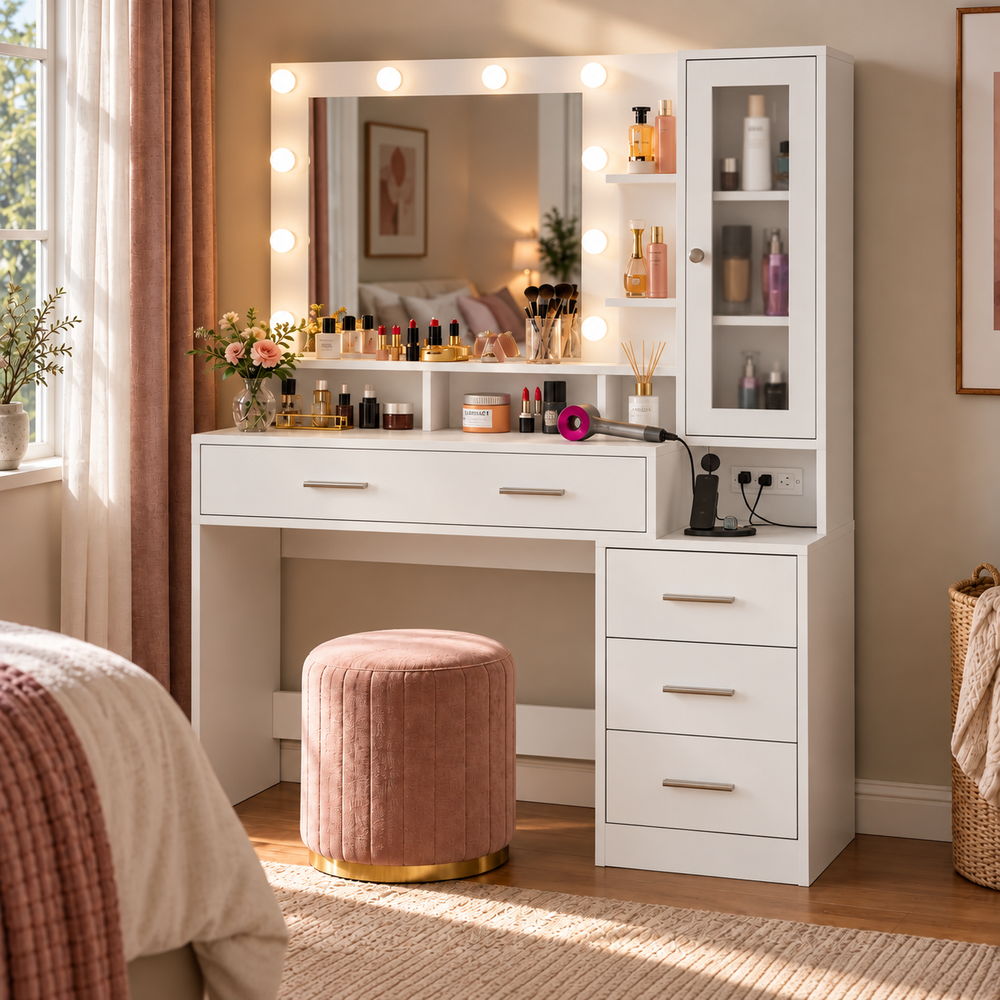 Starlit Hollywood Vanity in White | Eleva regenerated |07