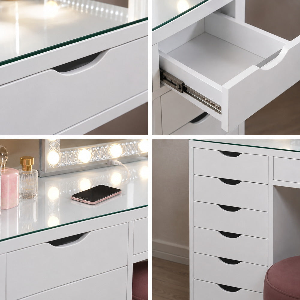 Plenty of Pretty Dressing Table Set in White | Eleva regenerated |07