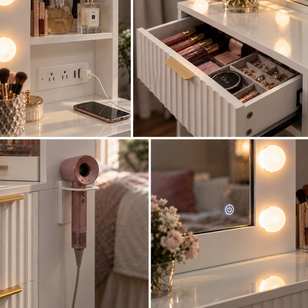 Ribbed Romance Hollywood Vanity | Eleva regenerated |08