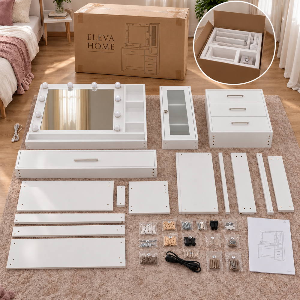 Starlit Hollywood Vanity in White | Eleva regenerated |08