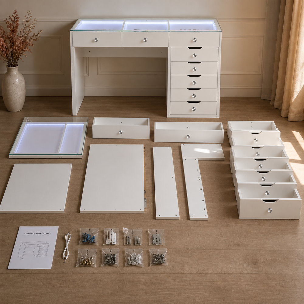 Evening Glow Dressing Table with 8 Drawers | Eleva regenerated |09