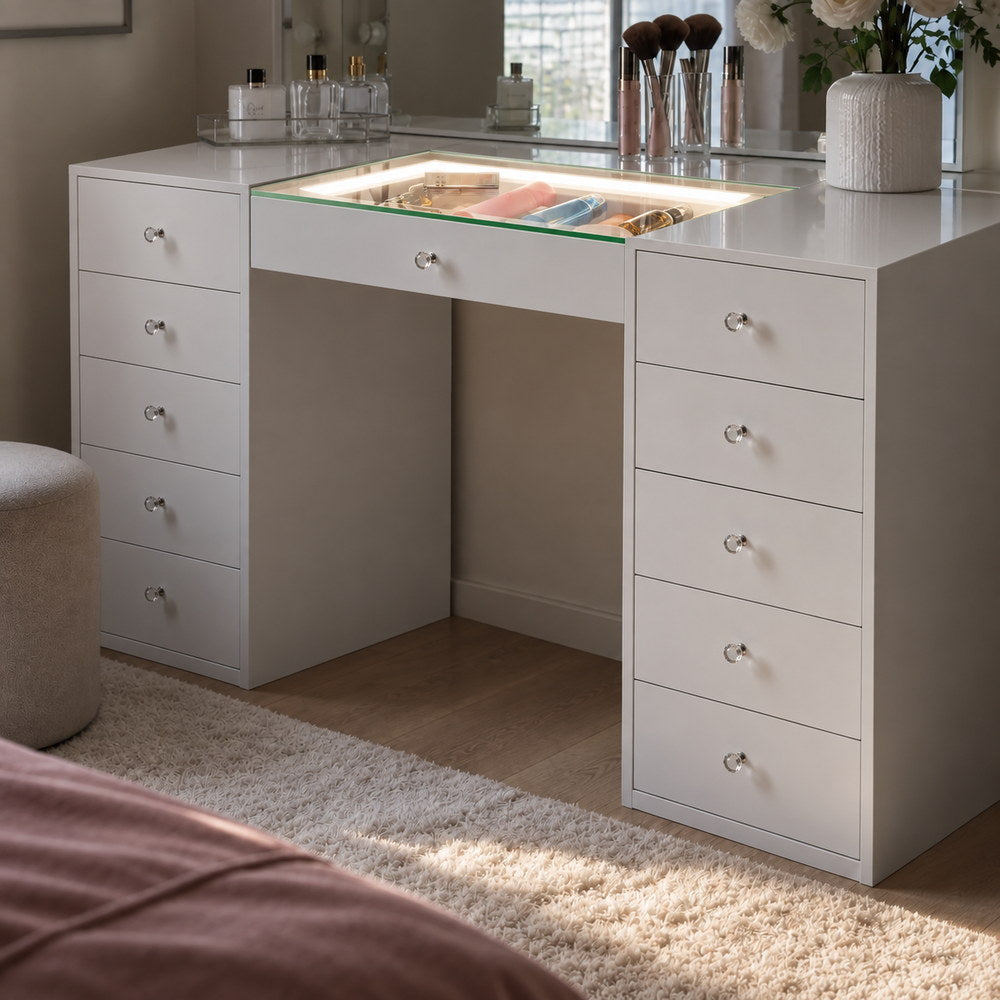 Lit From Within Glass Top Dressing Table | Eleva regenerated |09