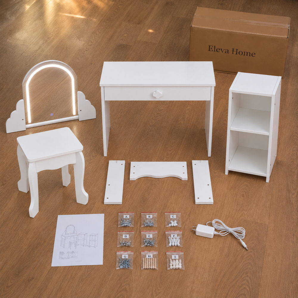Little Dreamer Kids Vanity with Stool | Eleva regenerated |09