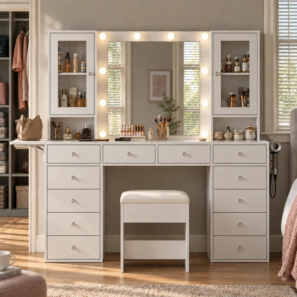 Roxy large Hollywood dressing table, front view