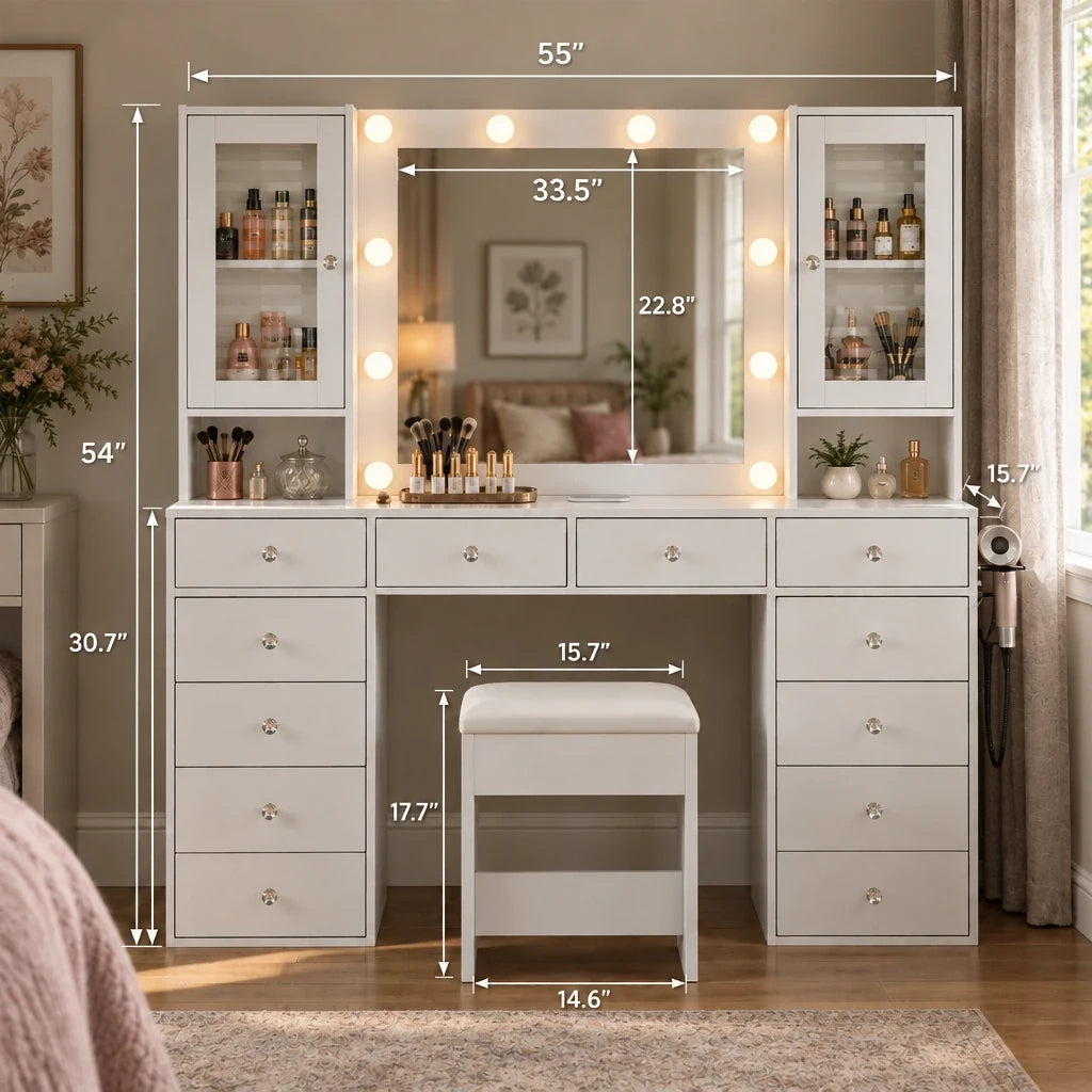 Roxy large Hollywood dressing table dimensions