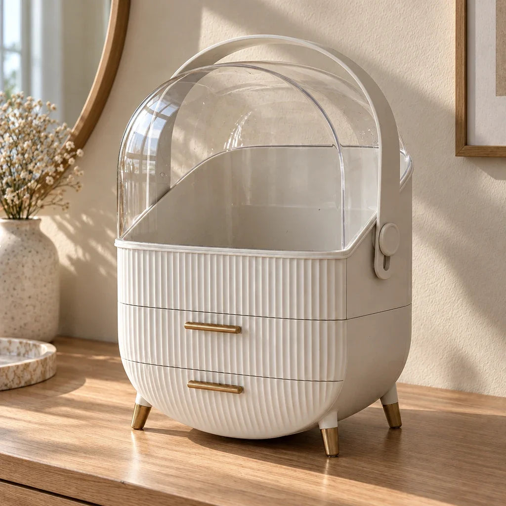 Makeup Organiser with Dome Lid and 3 Drawers - 25cm