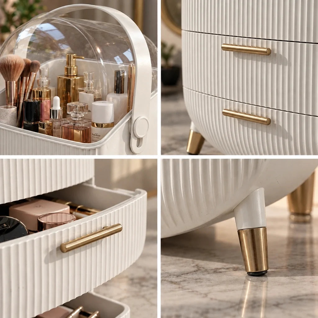 Dottie dome makeup organiser, close-up details