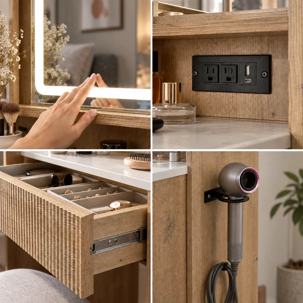 Willow small dressing table, close-up details